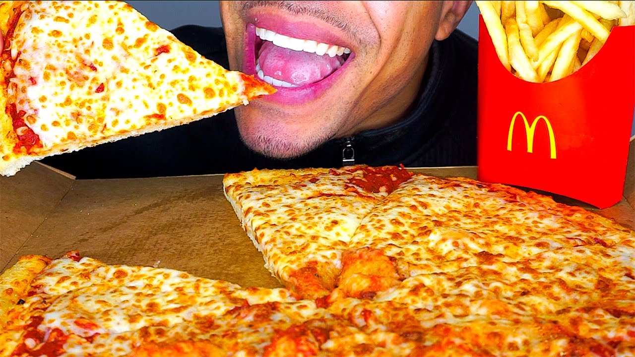 ASMR LITTLE CAESARS PIZZA MTN DEW MUKBANG | EATING MCDONALD'S FRIES | NO TALKING JERRY *BIG BITES*