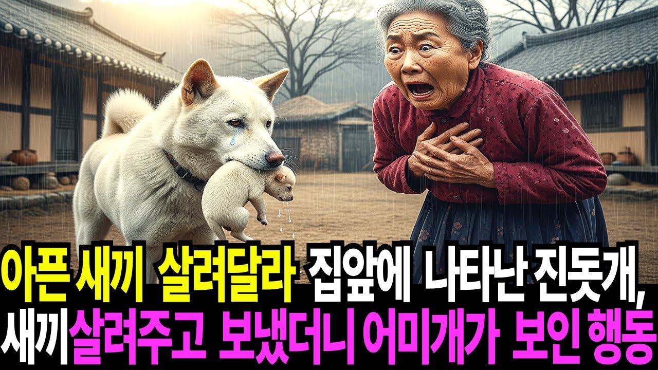 아픈 새끼 살려달라 집앞에 나타난 진돗개, 새끼 살려주고 보냈더니 어미개가 보인 행동은...