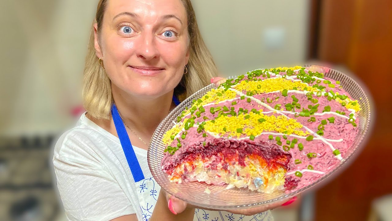 SALADA QUE NÃO PODE FALTAR NA UCRÂNIA NO ANO NOVO! Сатати Шуба (salada beterraba, maionese e peixe)