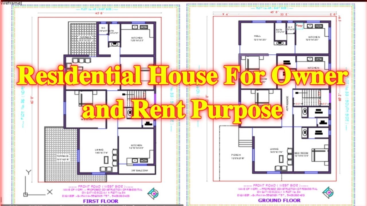 Ground And First Floor  Unique Residential House Plan for Rent Purpose | Wast Facing House Plan