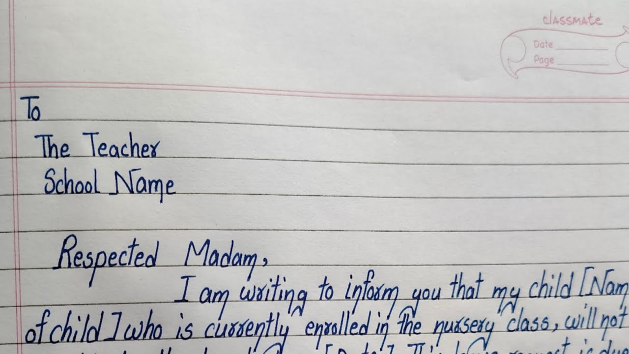 Leave Application For Nursery Class Student || Nursery Students Leave Application ||