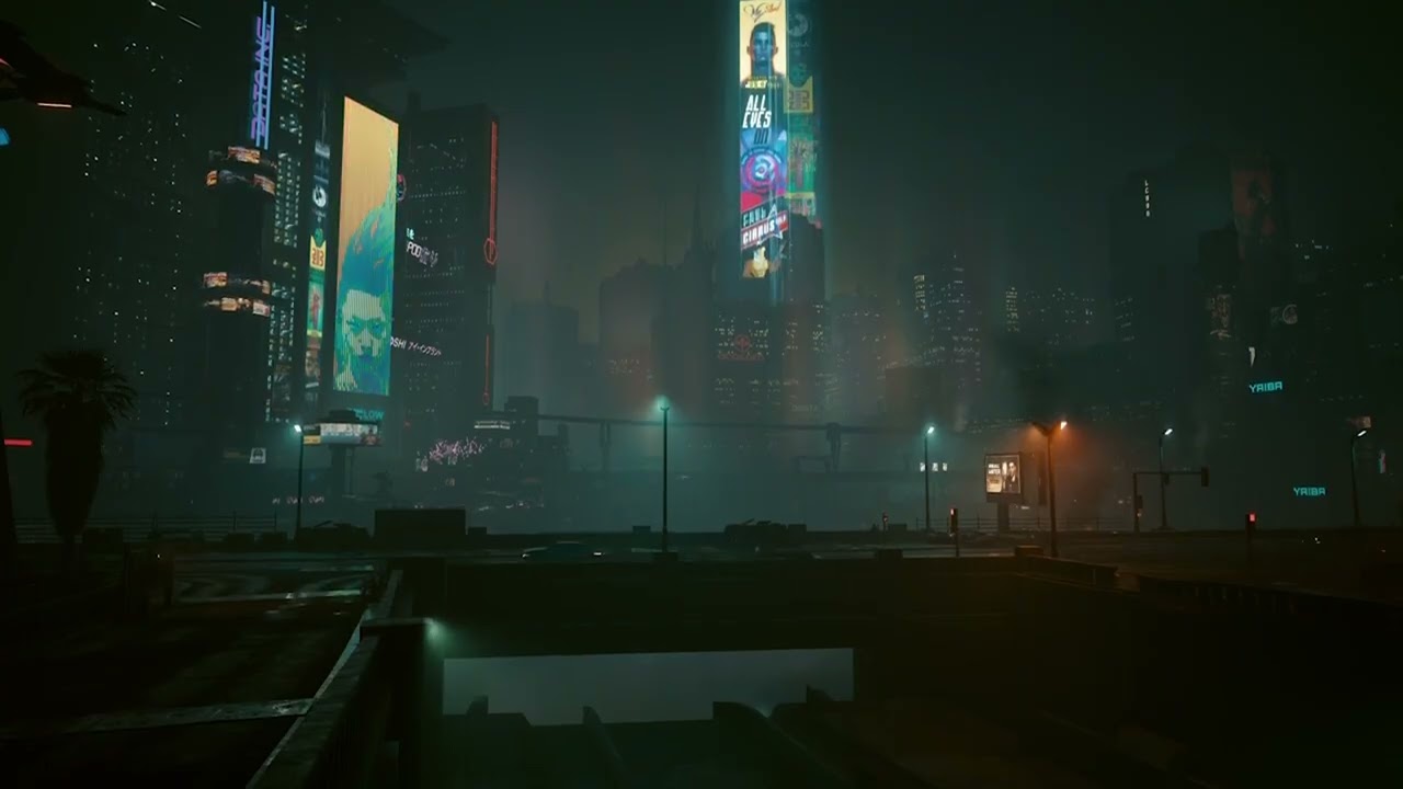 Dystopian City River | Ambient City Sounds to Relax / Study to | 1 Hour