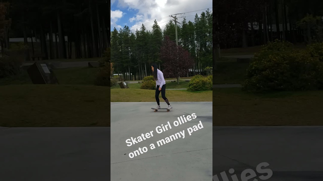 Skater Girl Ollies onto a manny pad