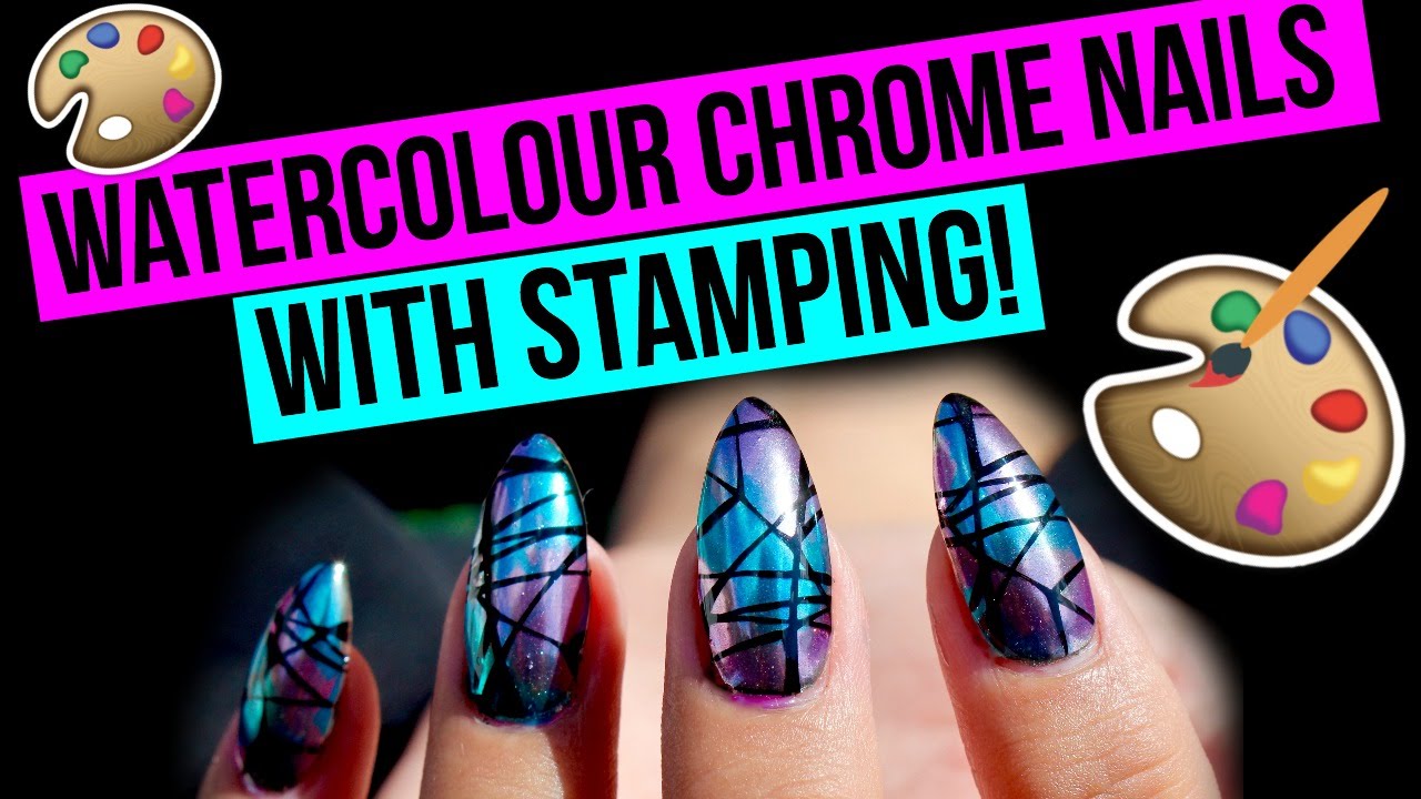 🎨WATERCOLOUR CHROME METALLIC NAILS & STAMPING! | COLLAB WITH NONAPHILIPPA