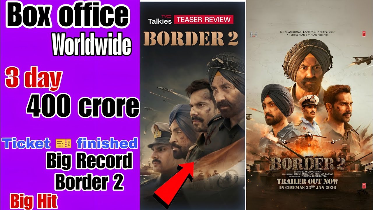 Border 2 ने बॉक्स ऑफिस हिला दिया! 3 दिन में ₹161 Cr पार | Sunny Deol का तूफान | Border 2 full movie 