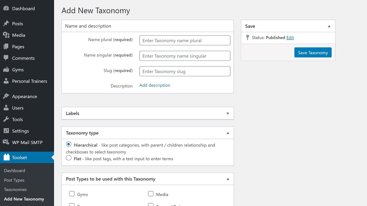 Creating a Custom Taxonomy Using Toolset in WordPress