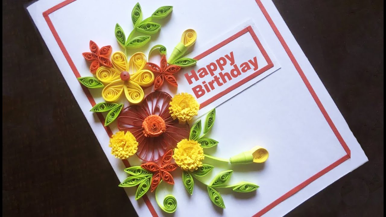 Paper Quilling Flower card | Step by step paper quilling card