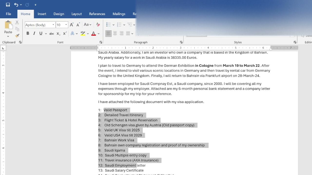 (Malayalam) How to write a cover letter for Schengen visa Germany 2024
