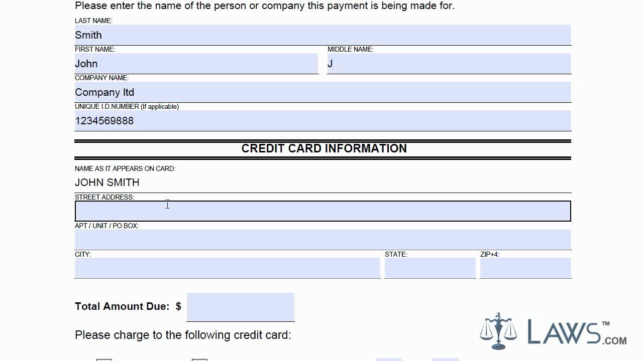 Credit Card Authorization Form