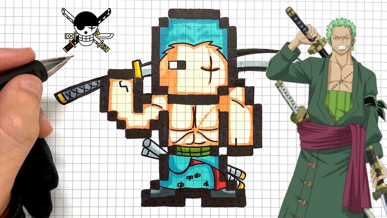 TUTO DESSIN ZORO PIXEL ART - ONE PIECE