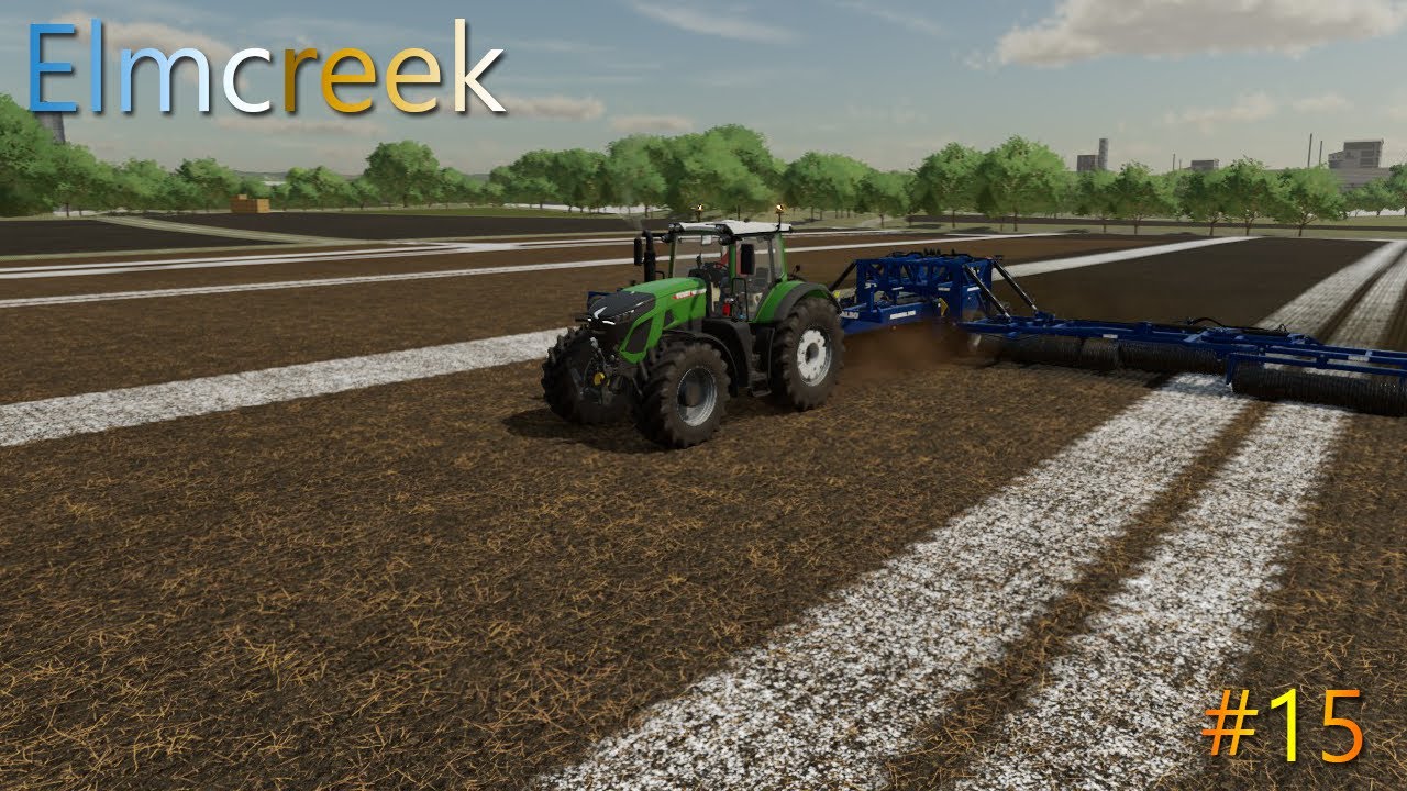 FS22 Timelapse Elmcreek #15 sowing canola, baling grass, spraing, and rolling.