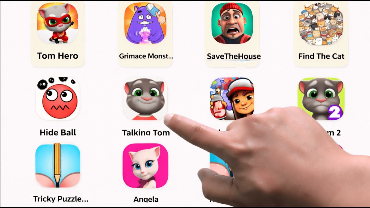 GRIMACE MONSTER SCARY SURVIVAL, SAVE THE HOUSE, HIDE BALL, TRICKY PUZZLE, SUBWAY SURFERS,TALKING TOM