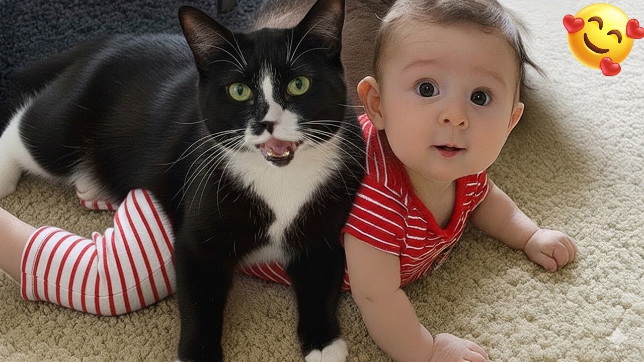 You Won’t Believe How This Cat Protects Its Baby Friend! ❤️🐱👶