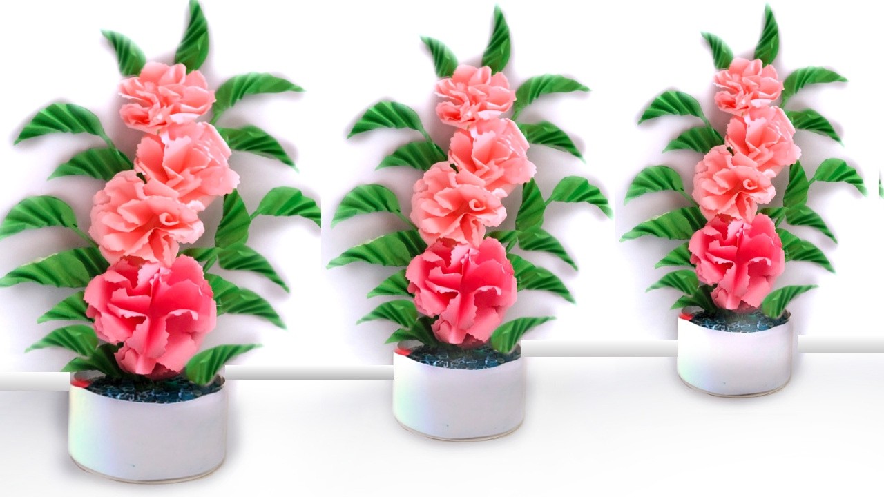 Flower bouquet making With Paper Easy / diy flower bouquet
