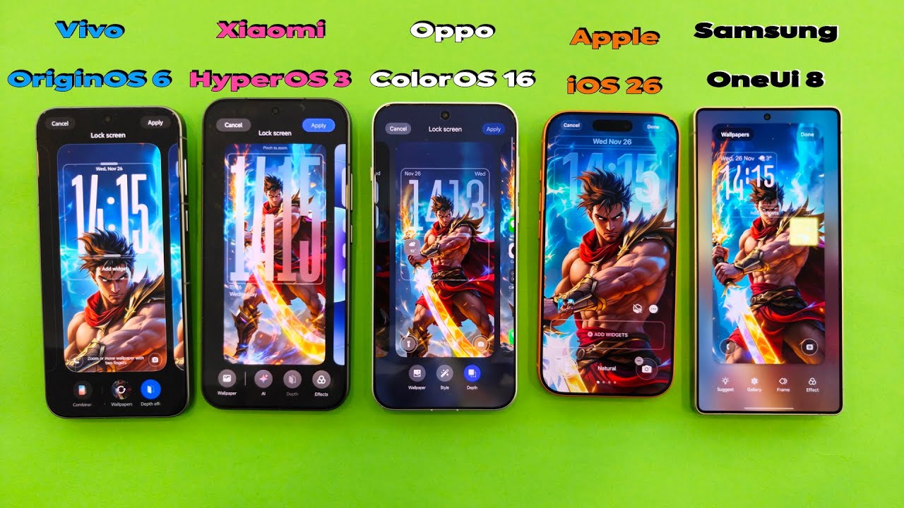 ColorOS 16 против HyperOS 3 против iOS 26 против OriginOS 6 против OneUi 8 — ЭПИЧЕСКОЕ сравнение!