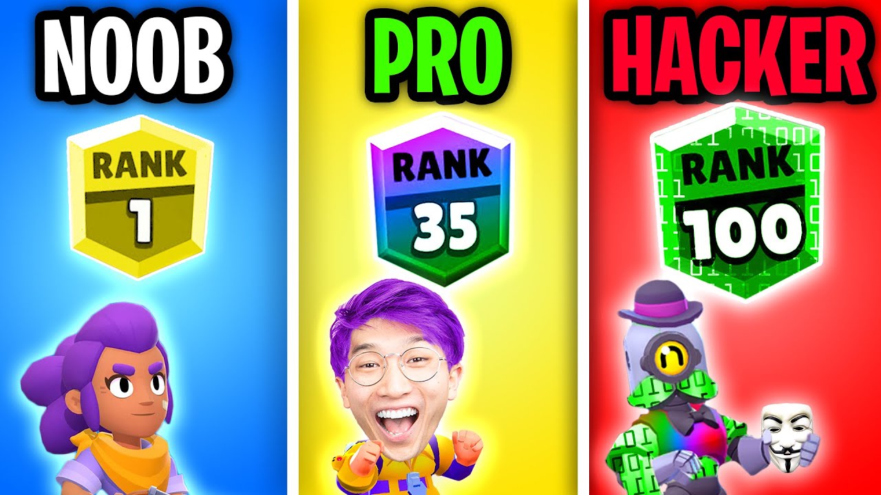 Can We Go NOOB vs PRO vs HACKER In BRAWL STARS!? (LankyBox Let's Play Brawl Stars!)