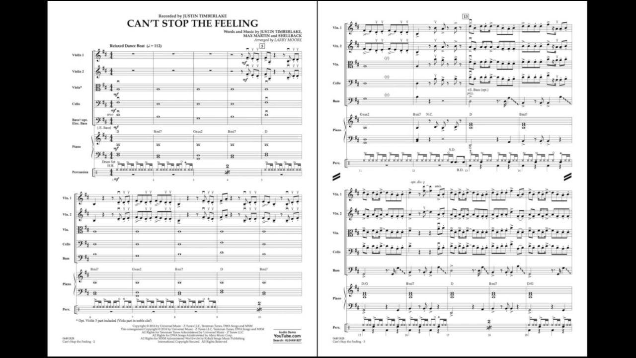 Can't Stop the Feeling arranged by Larry Moore