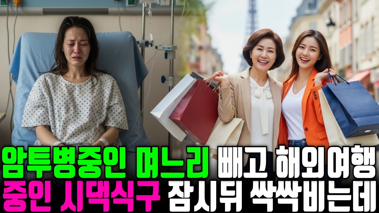 암진단 받고 병원에서 돌아온 며느리 시댁식구 모두 해외여행 간다고 시모가 전화오는데 얼마뒤 그들 모두 무릎꿇고 싹싹비는데