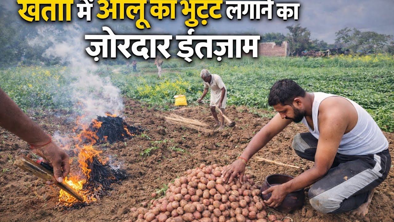 खेतों में आलू का भुट्टा लगाने का ज़ोरदार इंतज़ाम