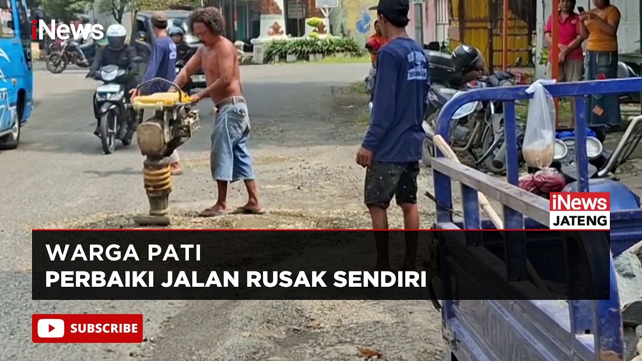 Geram Jalan rusak Tak Kunjung Diperbaiki, Warga Pati Inisiatif Perbaiki Sendiri