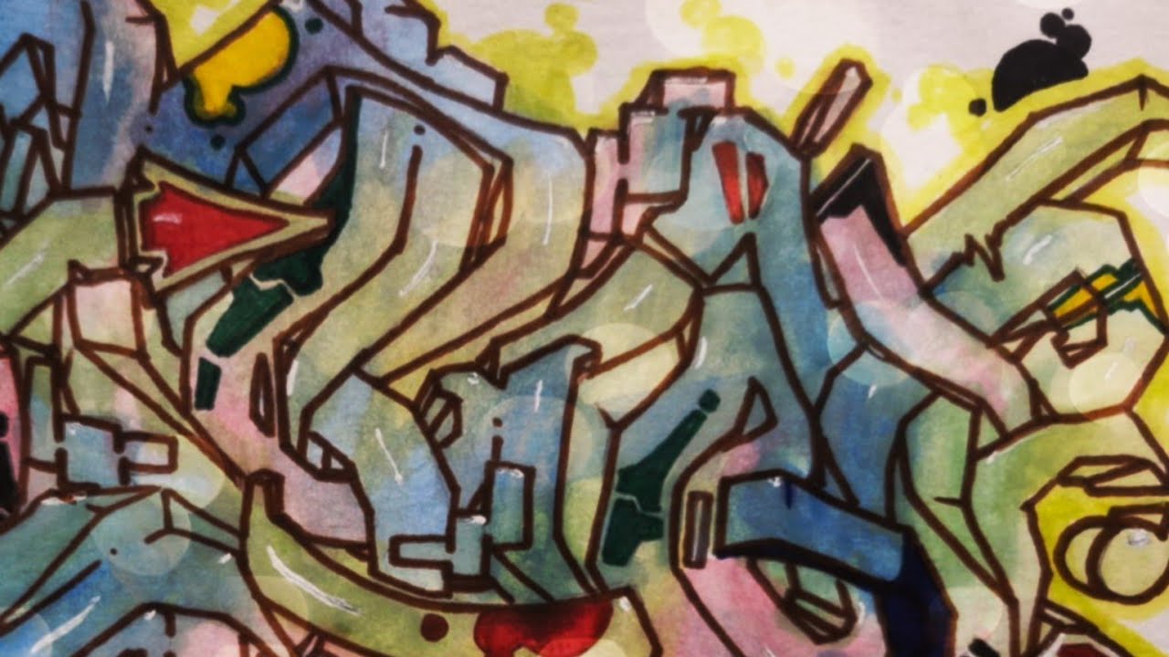 Graffiti Sketch Using Watercolor □ Timelapse Process