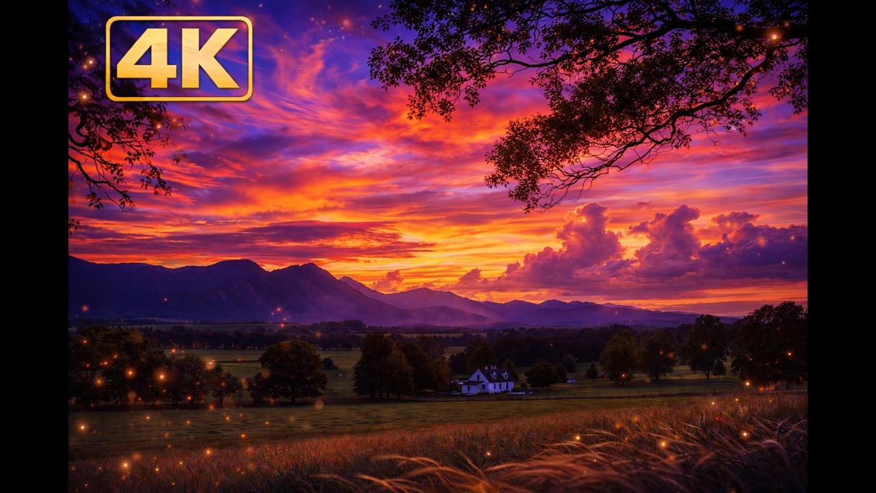 Twilight Valley Sanctuary 🌾 Gentle Wind & Crickets for Deep Sleep (No Music, 4K)
