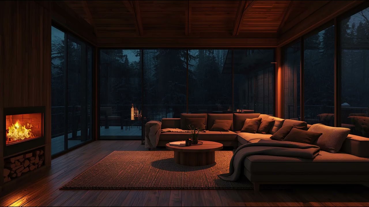 Soft Rain on Window & Fireplace | Calm Night Ambience for Deep Sleep