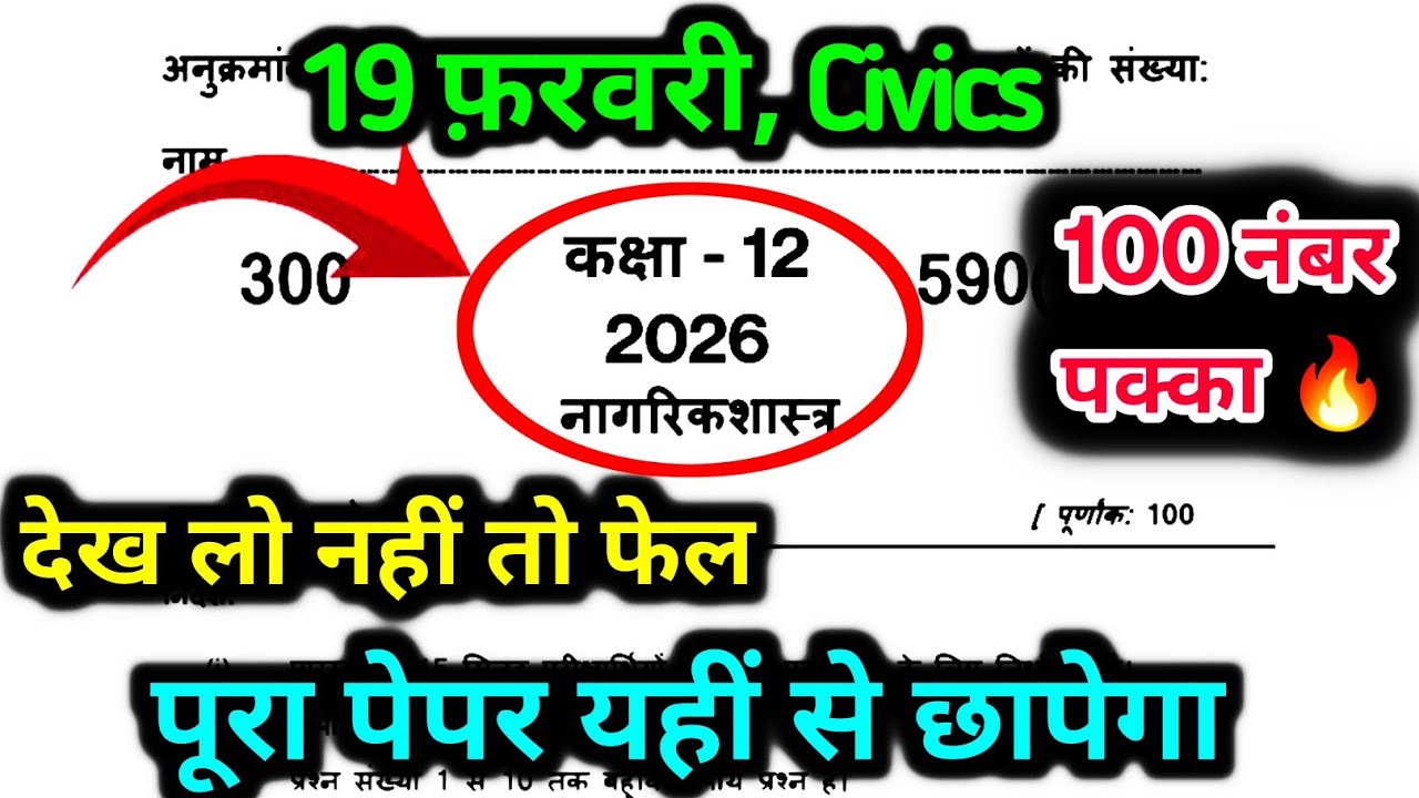 Class 12th Nagrikshastra Viral Paper 2026 | UP Board Exam 100% यही आएगा? 🔥 Important Questions