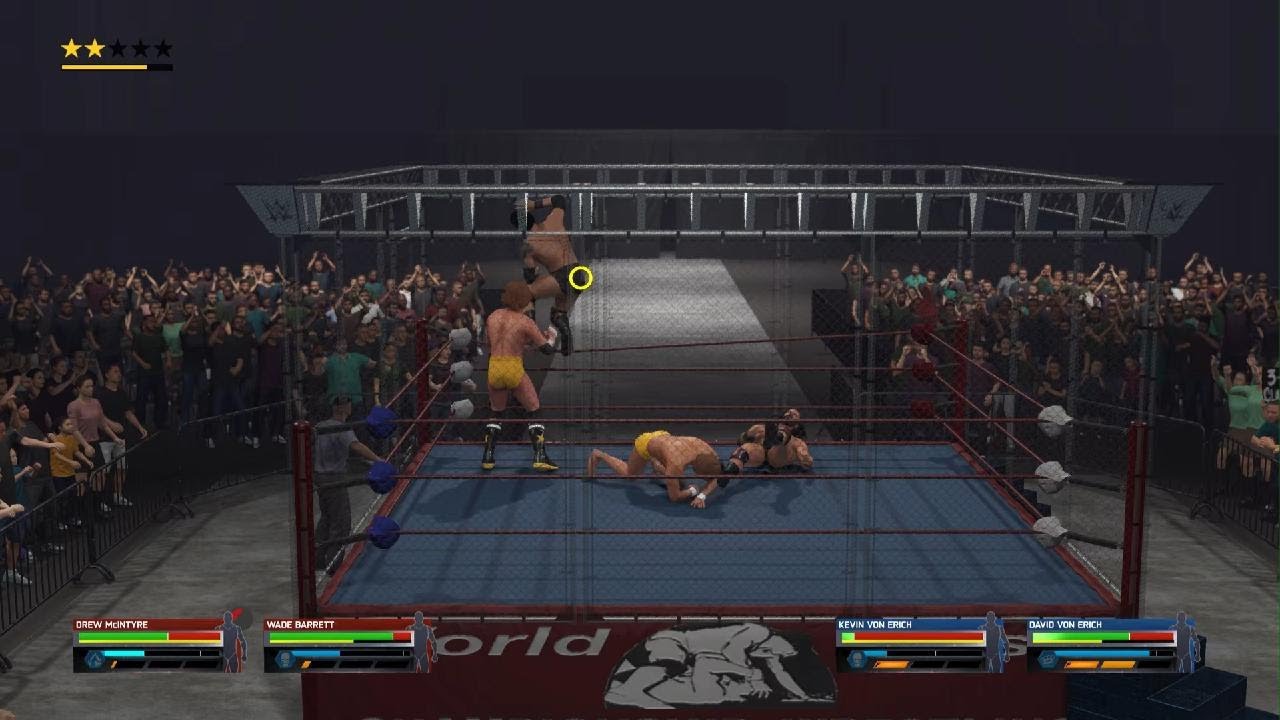 Kevin von Erich & David von Erich vs. Drew McIntyre & Wade Barrett - Steel Cage - WWE 2K25