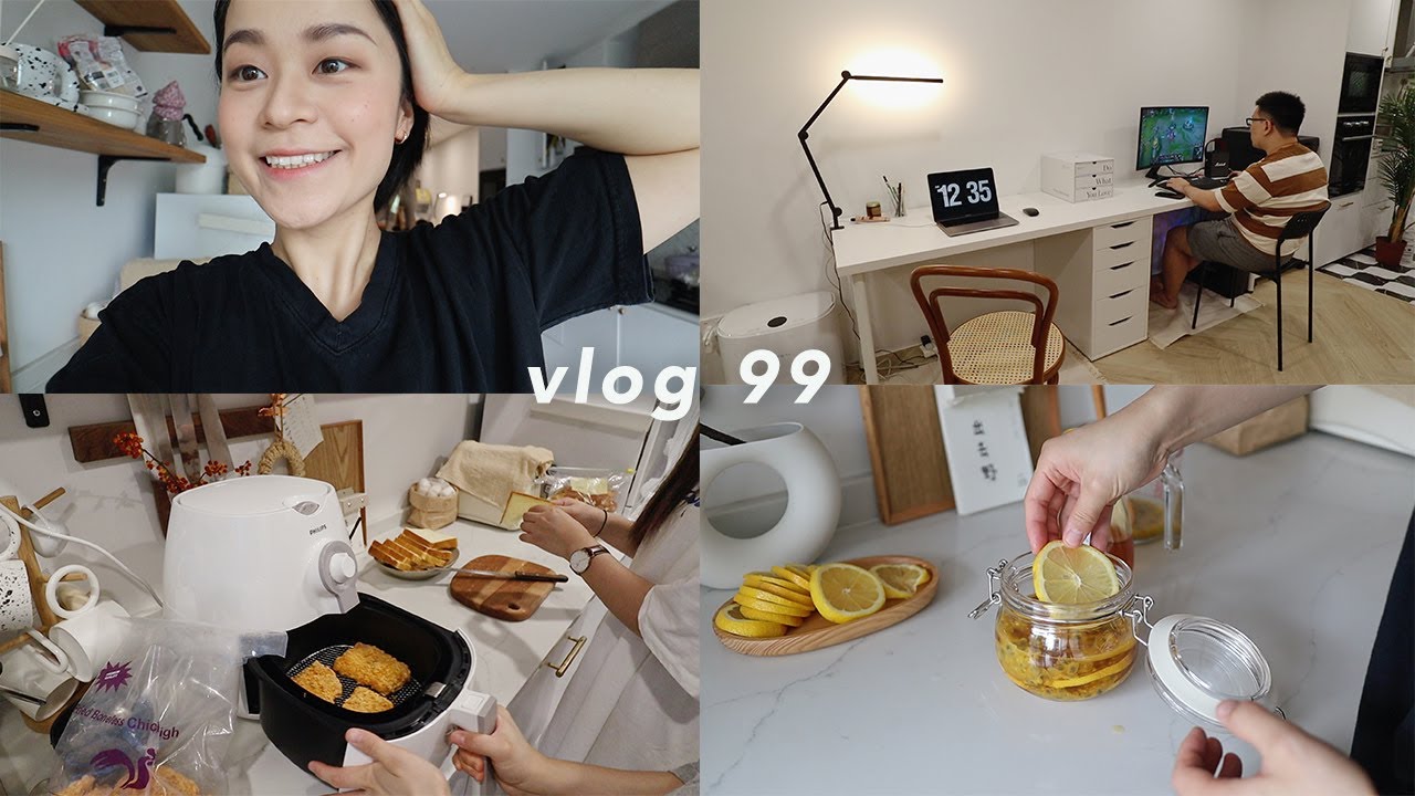VLOG 99 | 家里终于有书桌啦！| 韩式炸鸡三明治 | 百香果蜂蜜柠檬 | 天哥练习拉花 | 最近在看的电视剧 | 新加坡日常 | Belinda Chen