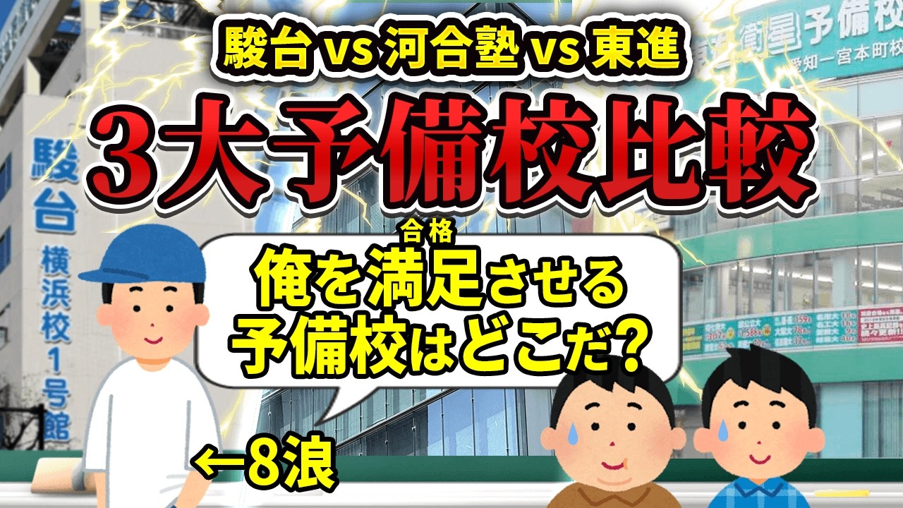 【駿台/河合/東進】最強の予備校はどこだ?!三大予備校を徹底比較【3浪クズ東大生の予備校選び】