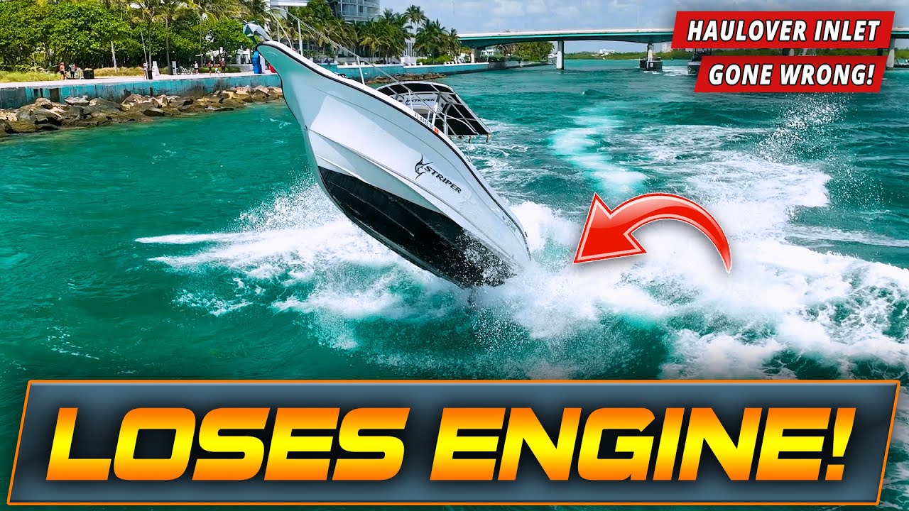BOAT LOSES ENGINE AND IS FORCED TO DROP ANCHOR AT HAULOVER INLET !! | WAVY BOATS