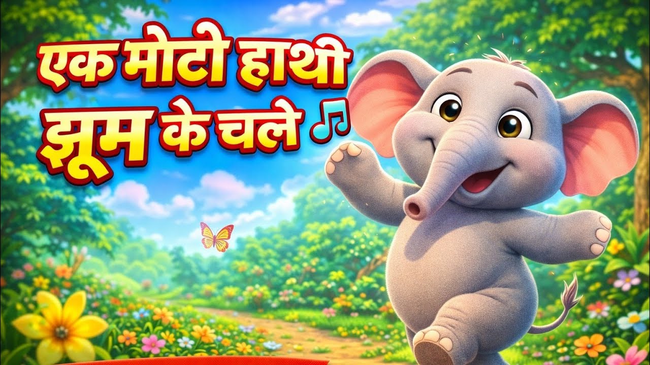 Толстый слон ходит, раскачиваясь на качелях 🐘🎵 | Детская песенка на хинди | Мультфильм про танец ...