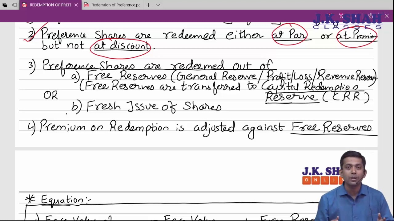S.Y.B.Com Accounts 4th Semester - Redemption of Prefence Share