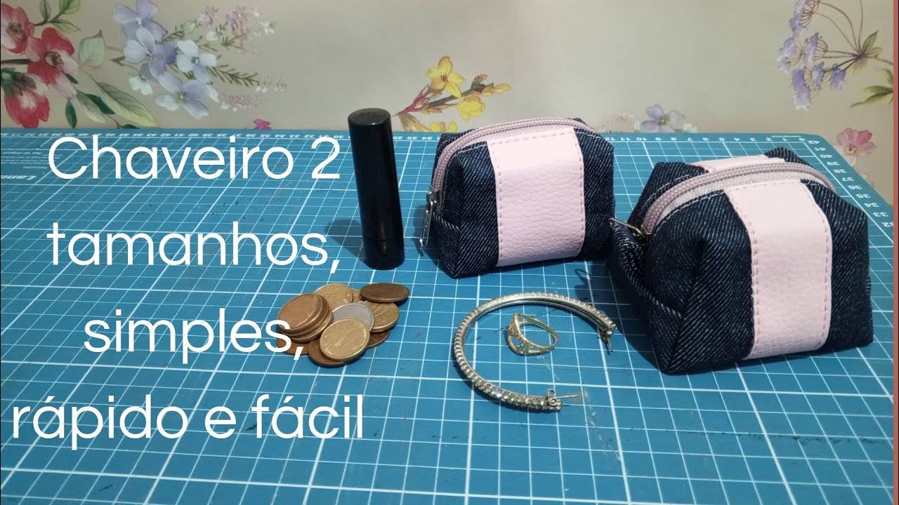  Chaveiro de tecido, 2 tamanhos/ Passo a passo de costura fácil e rápido 