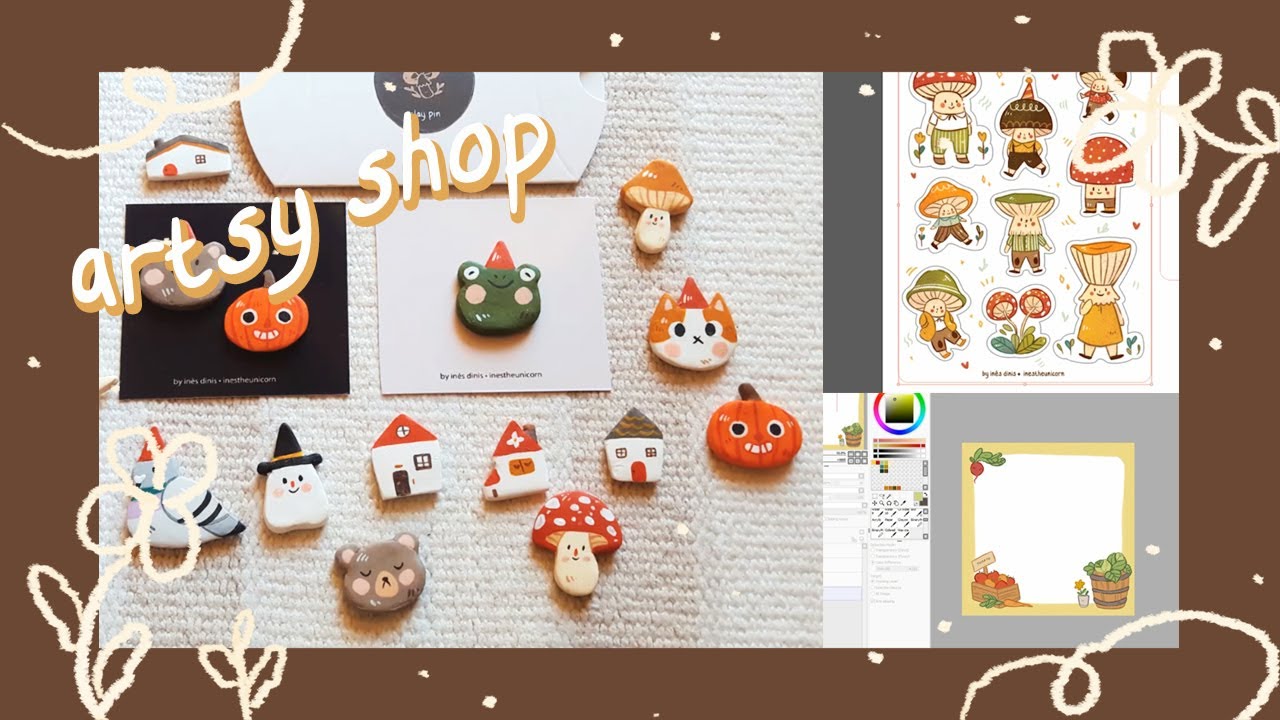 Autumn Shop Update 🎃 crafting clay pins, wood slices and magical things