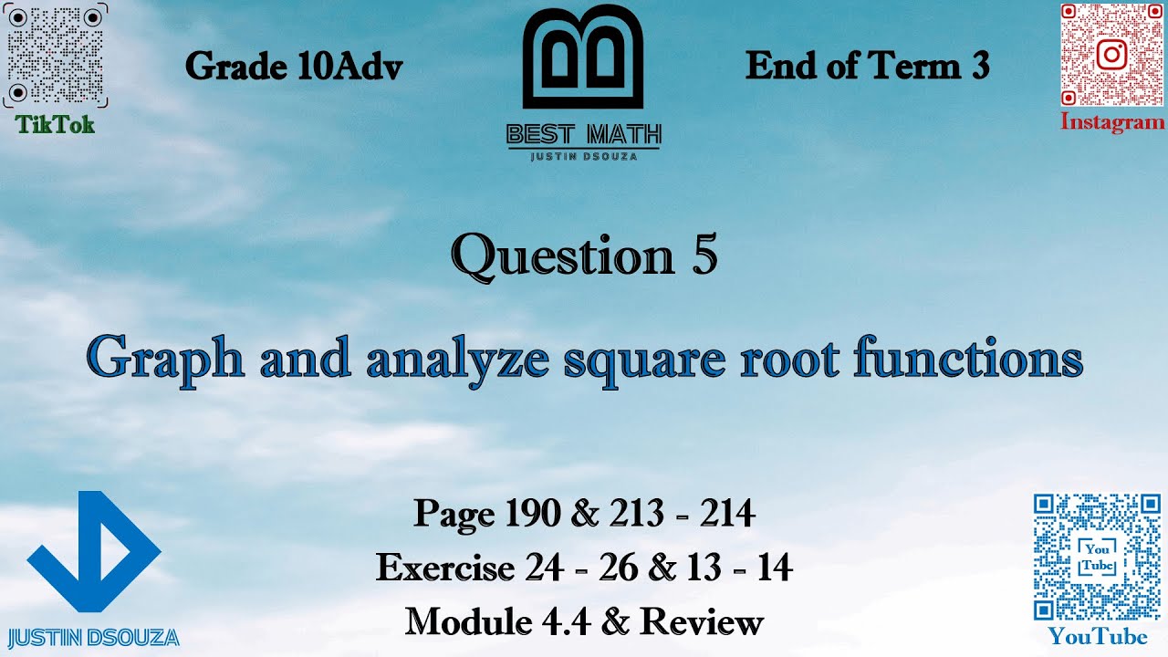 Graph and analyze square root functions | Q5 P1 | 10A | EoT3 |