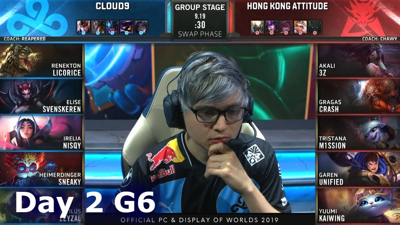 C9 vs HKA | Day 2 S9 LoL Worlds 2019 Group Stage | Cloud 9 vs HK Attitude