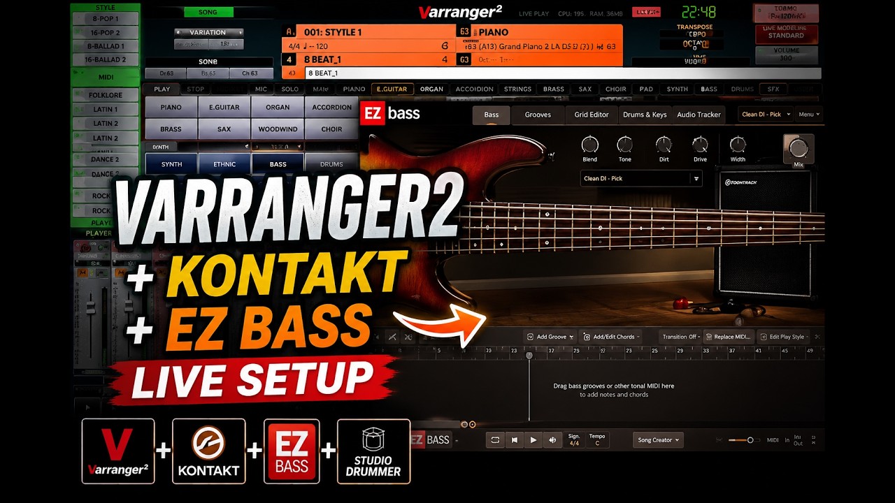 🎸VARRANGER2+KONTAKT+ STUDIO DRUMMER+ EZ BASS🎹 🎼