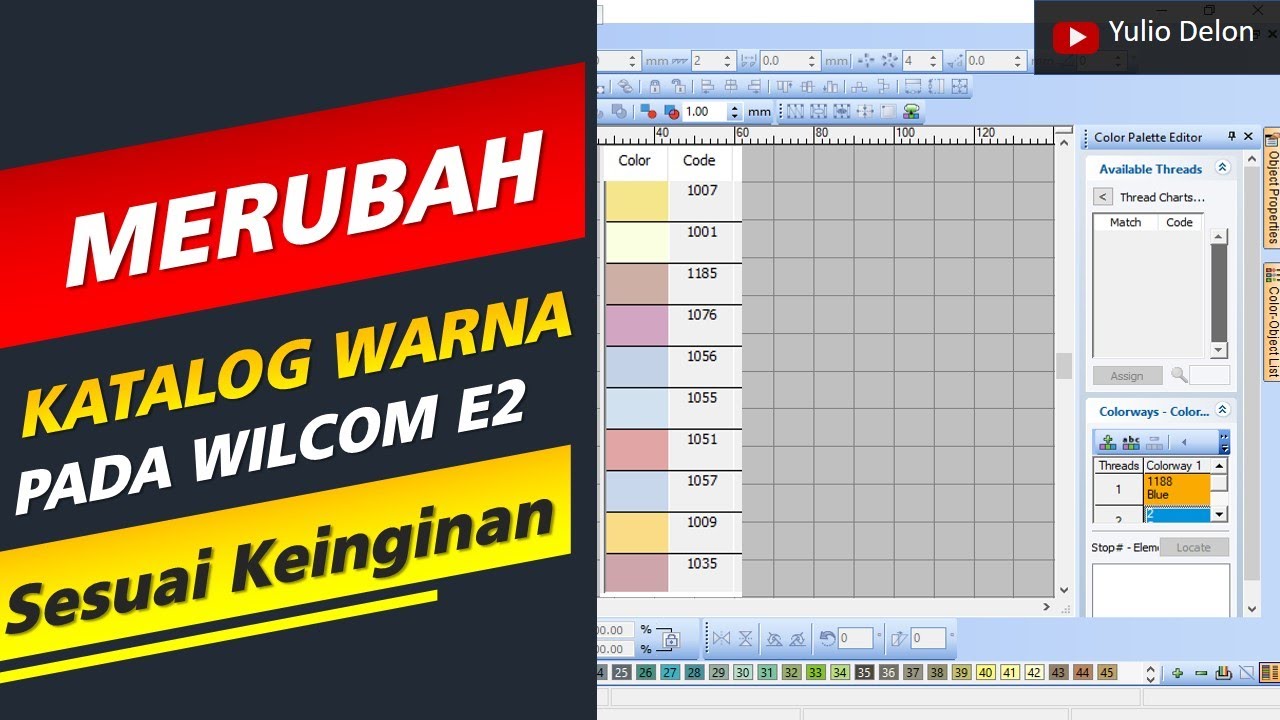 Merubah Warna (Color Palette) sesuai keinginan berdasarkan katalog Warna Benang pada Wilcom E2