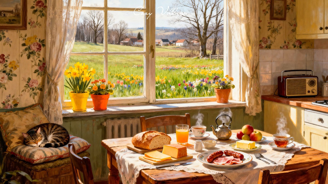 Vintage Spring Melodies from the 1950s Tunes Playing in Another Room at Grandma’s Peaceful House