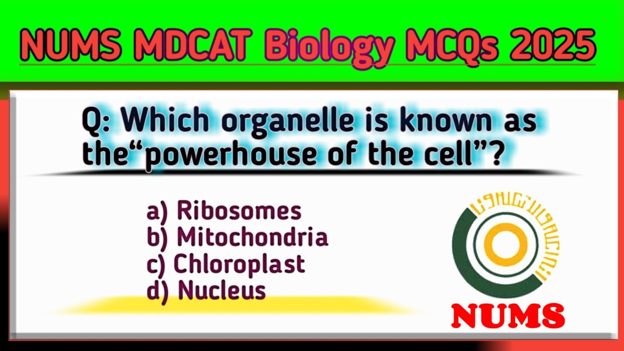 NUMS & MDCAT Biology MCQs | Practice Test with Answers | Entry Test Preparation #nums #mdcat #biomcq
