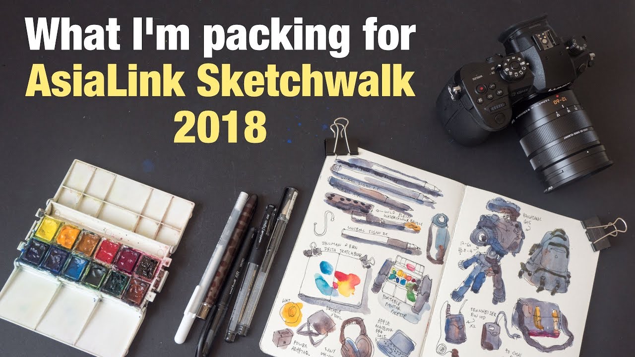 What I've packed for the AsiaLink Sketchwalk in Taichung