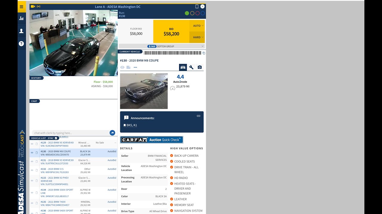 Adesa Auto Auction USA - live stream аукцион после лизинговые BMW и Mercedes