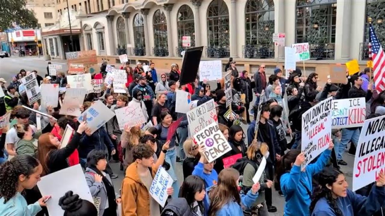 Hundreds march downtown San Antonio as part of nationwide protest against ICE