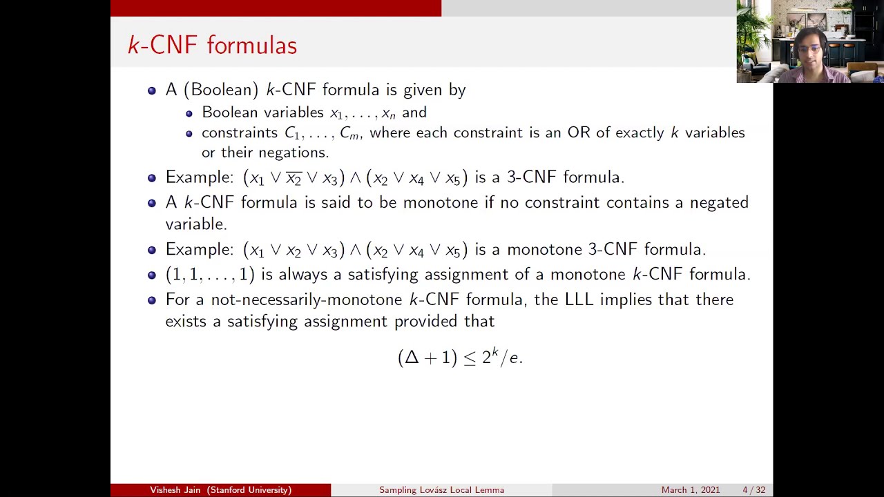 Vishesh Jain (Stanford University): Towards the sampling Lovász local lemma