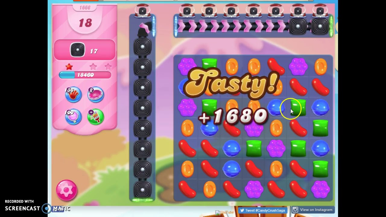 Candy Crush Level 1666 Audio Talkthrough, 2 Stars 0 Boosters