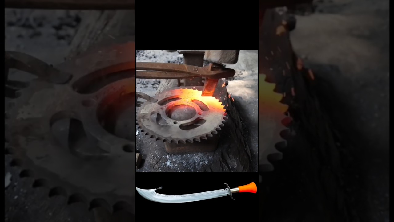 Chain Sprocket to Killer Knife &ndash; You Won&rsquo;t Believe This! 😱 #sword #blacksmith #shorts
