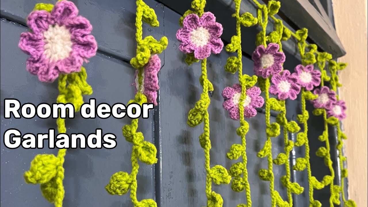 Easy crochet room Decor Garland #nature Themed tutorial 🍃