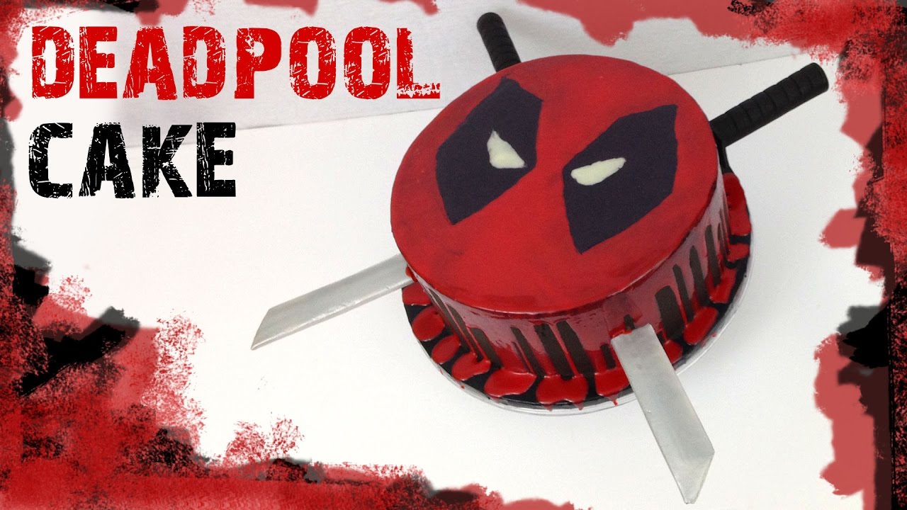 DEADPOOL CAKE! Chocolate ganache drip cake and Deadpool swords out of fondant!